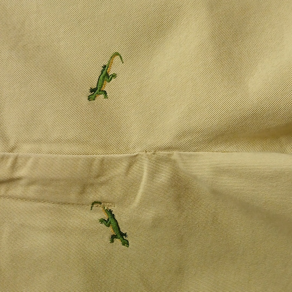 J. Crew Chino Shorts Cream Yellow Green Lizard Gecko Embroidered Cotton Size 4 - Picture 3 of 12